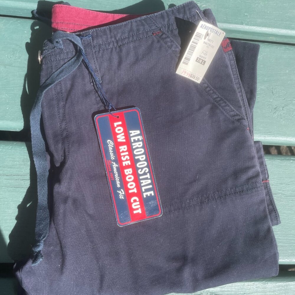 NEW Aeropostale Navy Bootcut Chino Pants - Kids 7/8
